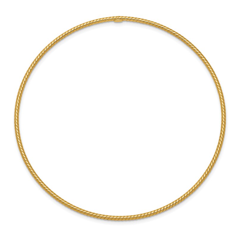 14k Polished Textured Twist 1.50mm Slip-on Round Bangle Bracelet