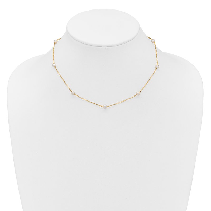 14k 4-5mm White Near-Round Freshwater Cultured Pearl 8-Station 16 inch Necklace