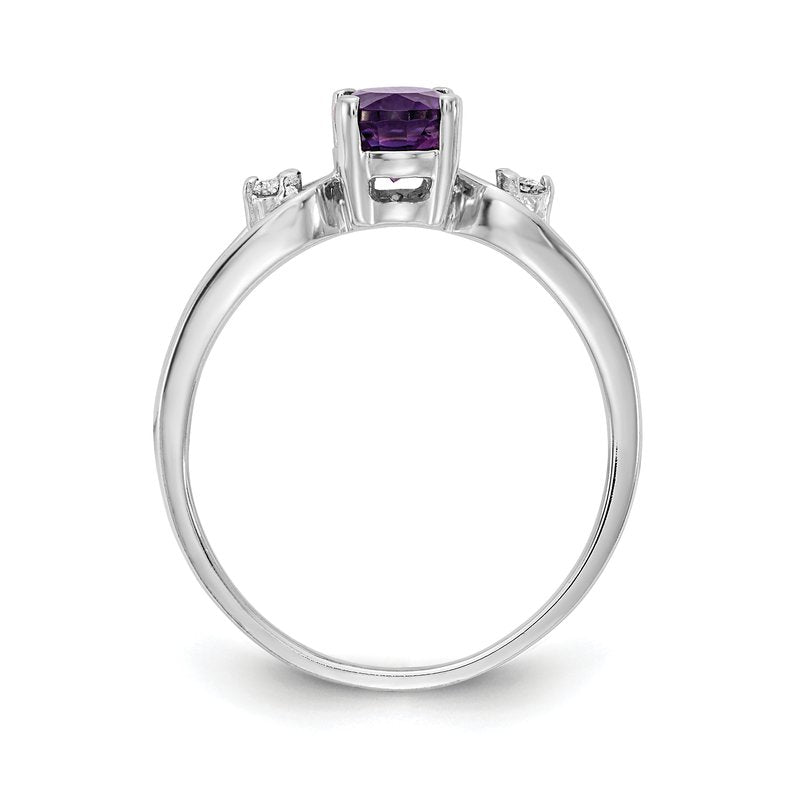 14k White Gold 7x5mm Oval Amethyst AAA Diamond ring