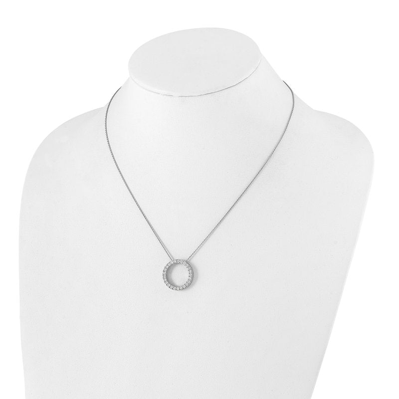 14k White Gold 1/4 carat Diamond Circle 18 inch Necklace