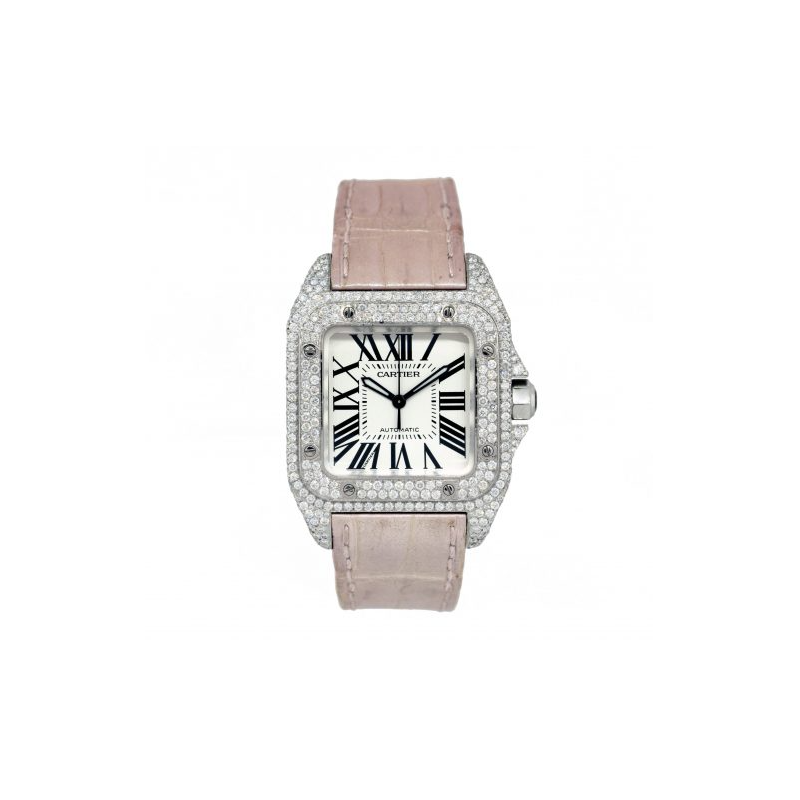 Custom Diamond Cartier 33mm Cartier Santos