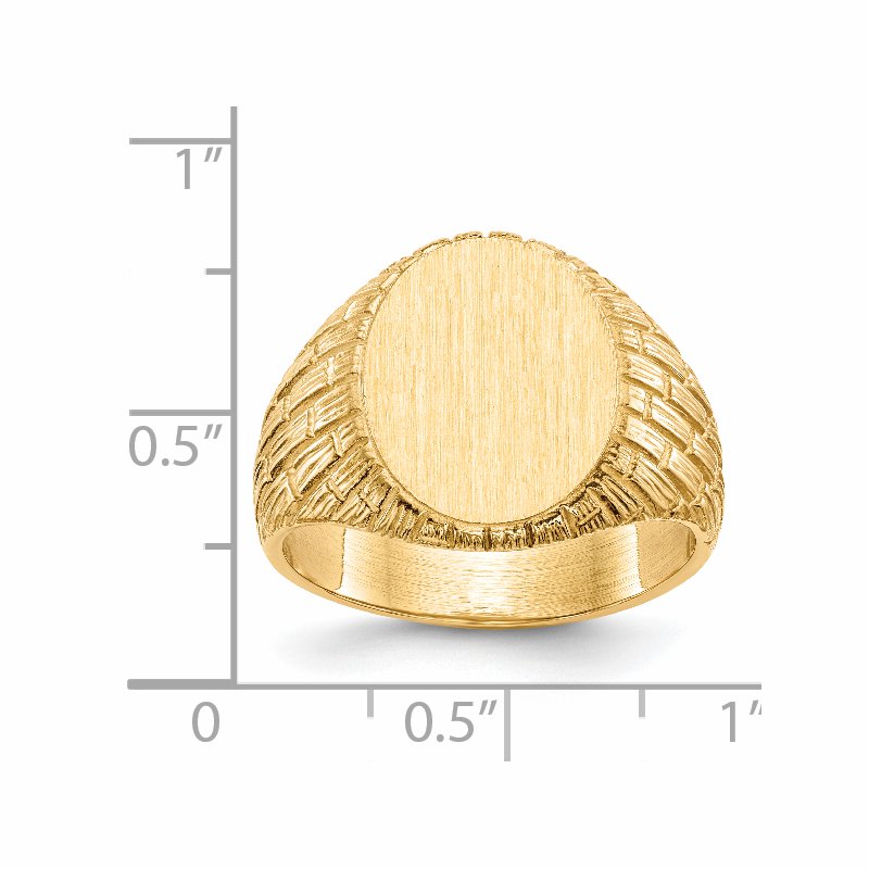 14k 12.0x15.0mm Closed Back Mens Signet Ring