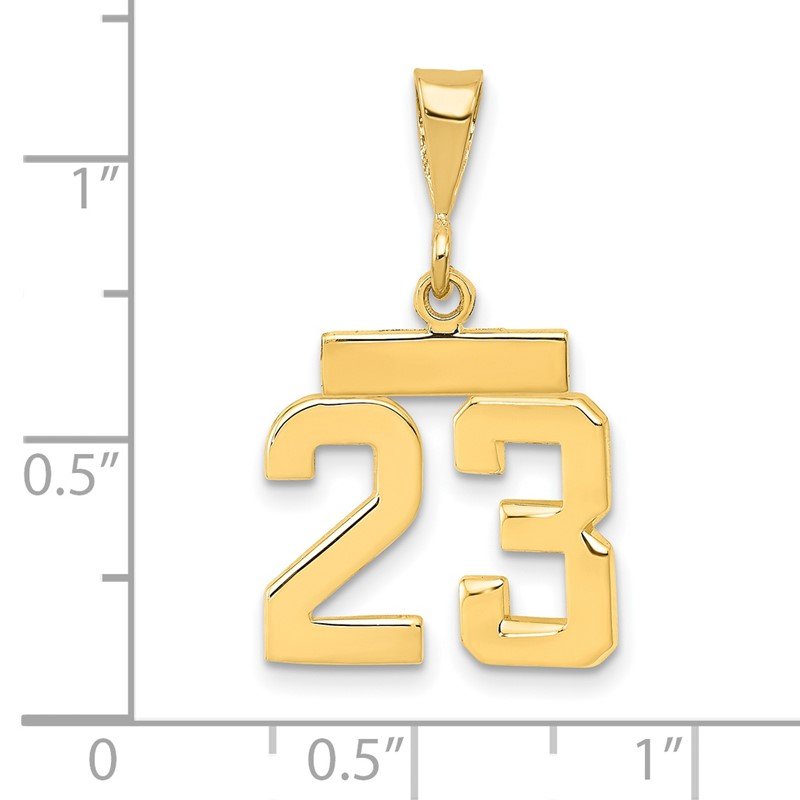 14k Small Polished Number 23 Charm