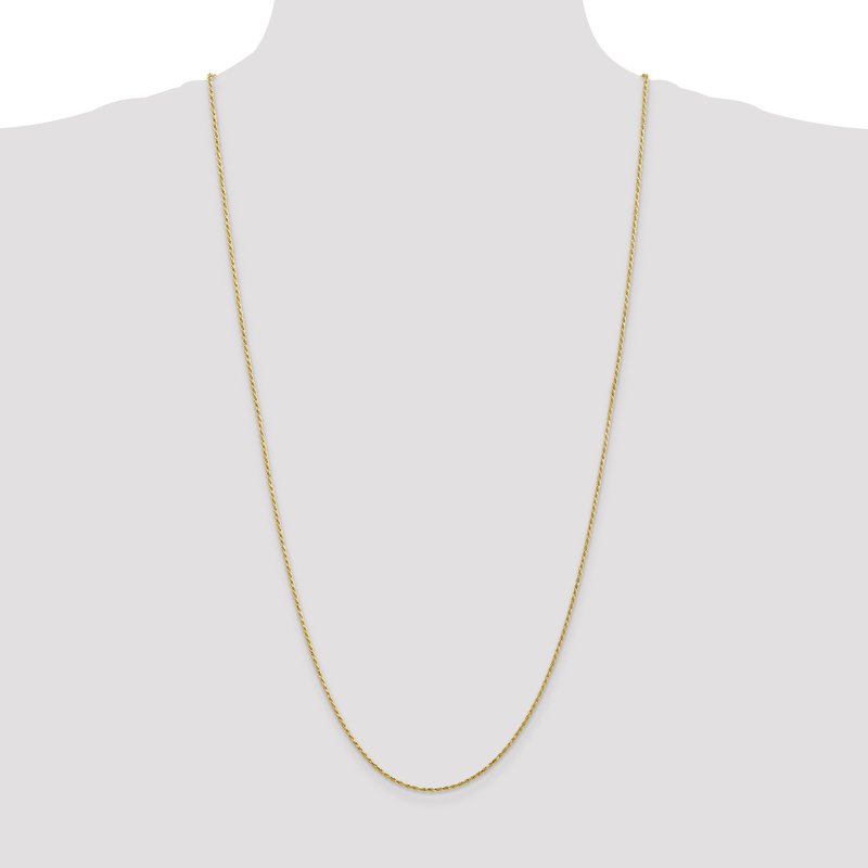 14K 14 inch 1.3mm Diamond-cut Solid Machine Made Rope with Lobster Clasp Chain