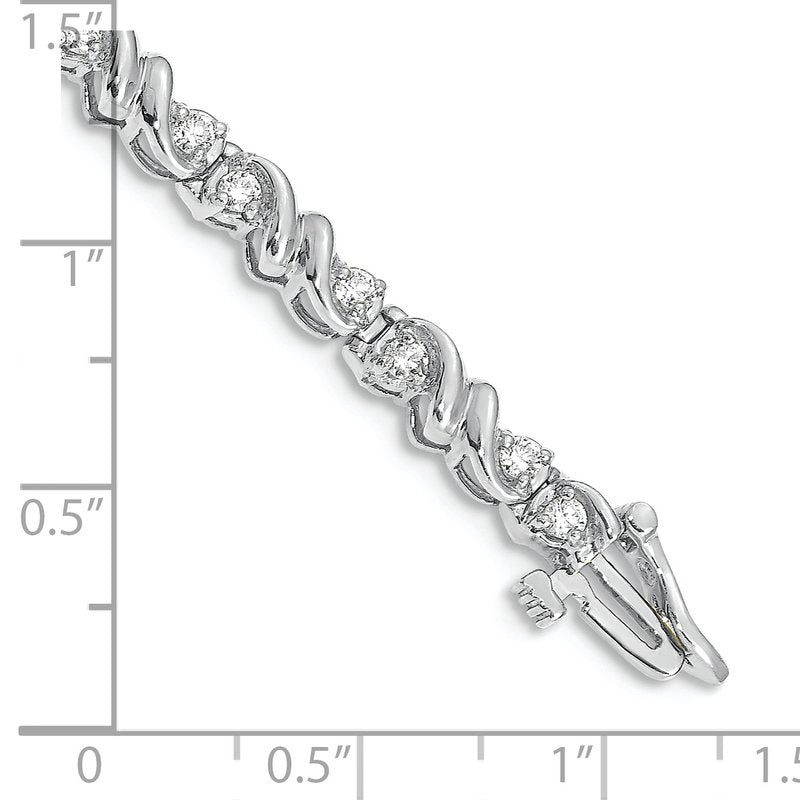 14k White Gold Complete 1.17 carat Round A Diamond Fancy Swirl 7 inch Tennis Bracelet