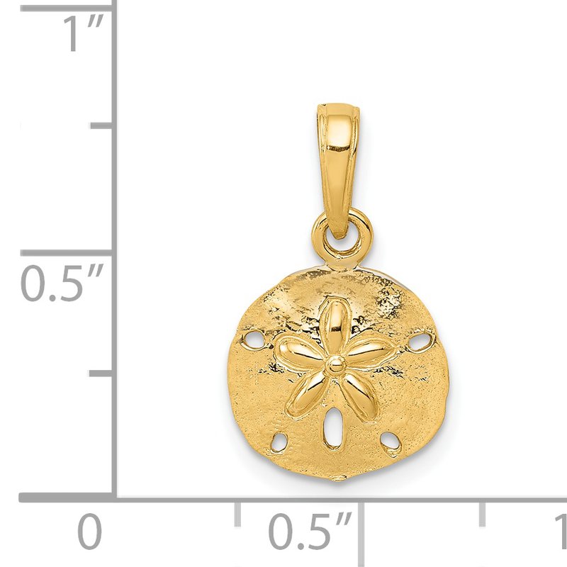 14K Gold Polished Sand Dollar Pendant