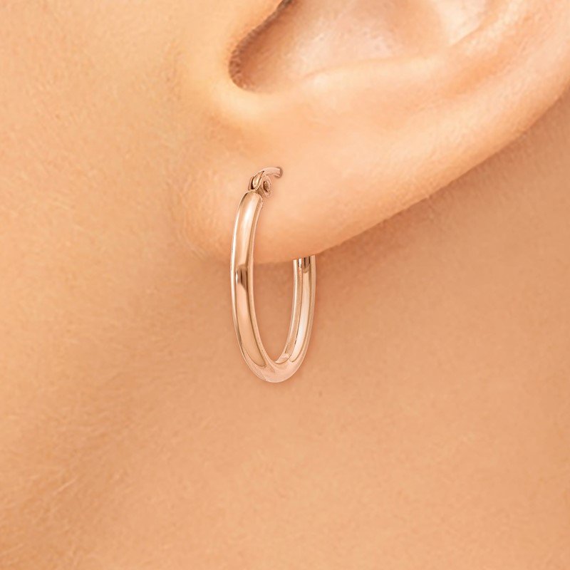 14k Rose Gold Oval Hoop Earrings