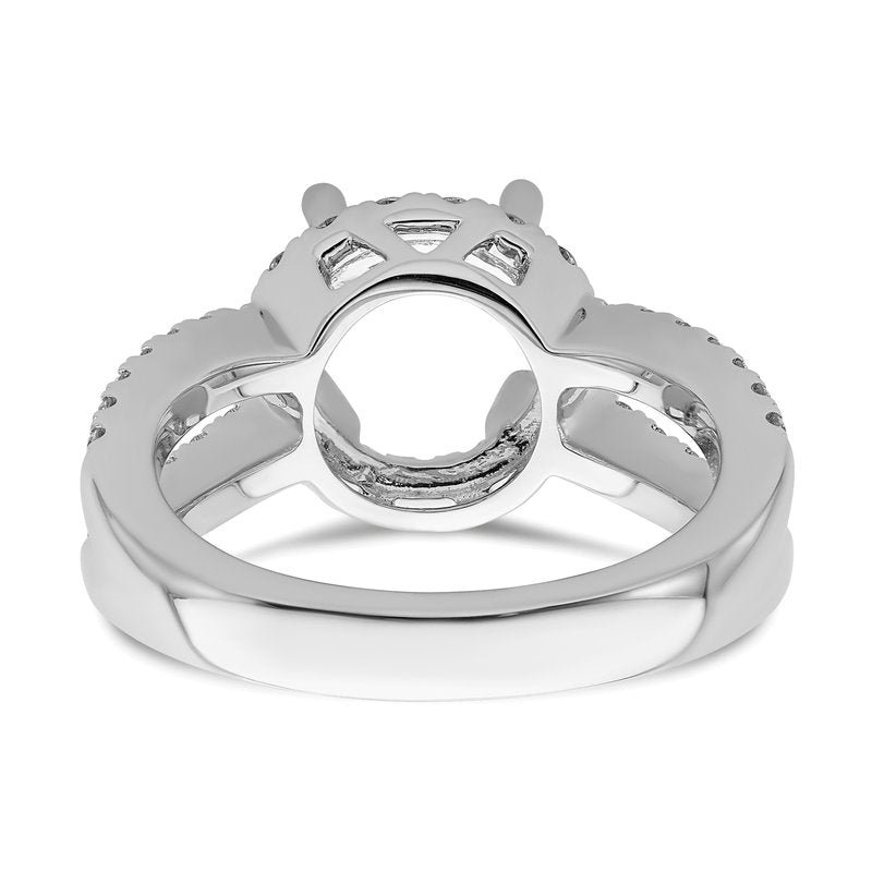 14K White Gold 3/4 carat Lab Grown Diamond VS/SI  D E F  Semi Mount Round Halo Engagement Ring