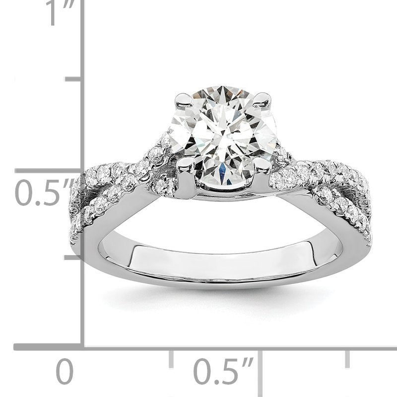 14K White Gold 3/8 carat Lab Grown Diamond VS/SI  D E F  Semi Mount Round By-Pass Engagement Ring