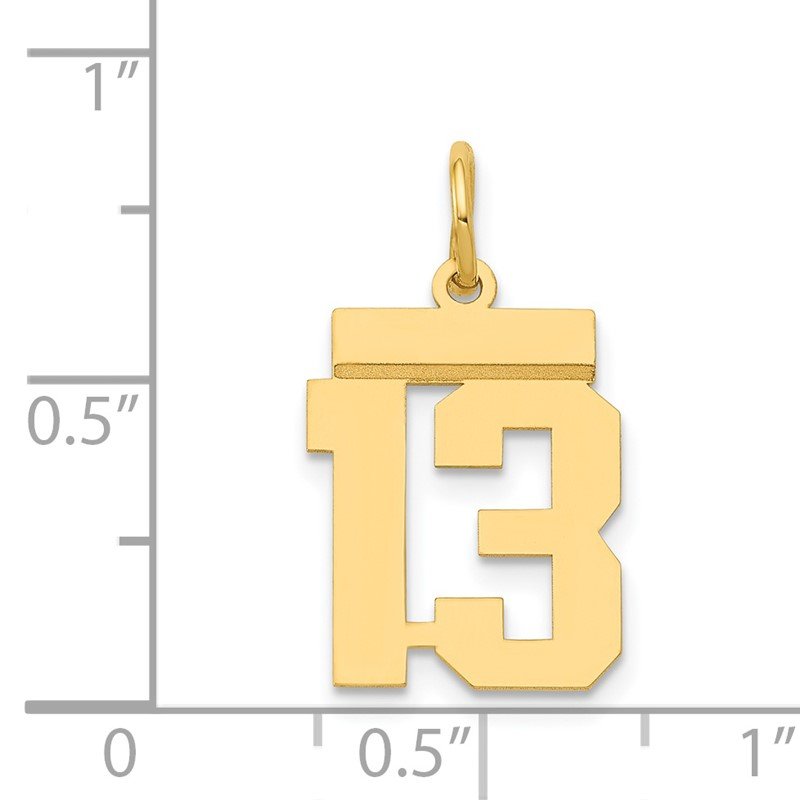 14k Small Polished Number 13 Charm