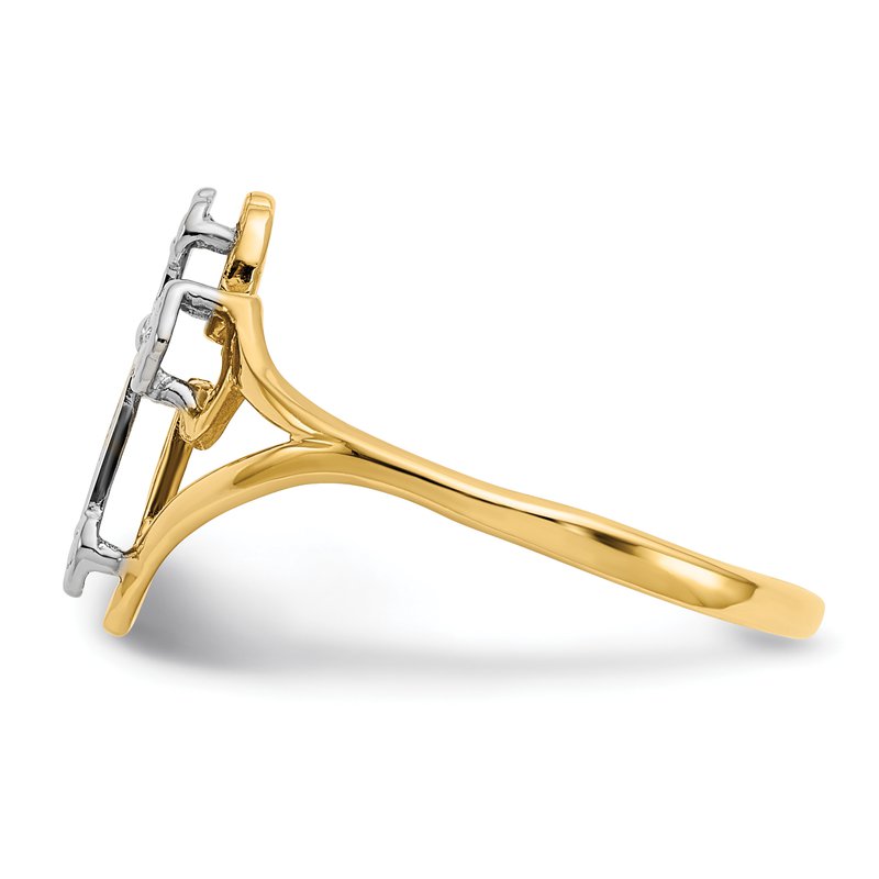 14k w/Rhodium Cross Ring