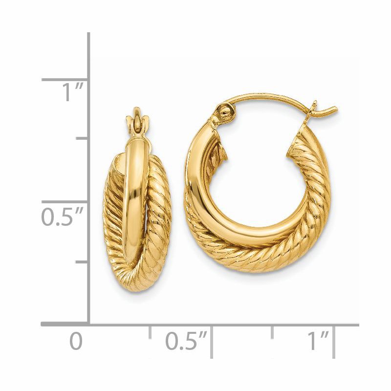 14k Polished Twisted Double Hoop Earrings