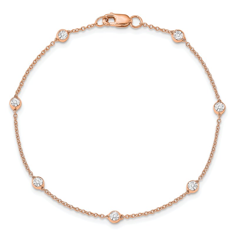 14K Rose Gold 3/8 carat Lab Grown Diamond VS+ F+ Complete 7 Station 7 in Bracelet