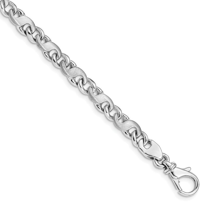14K White Gold 18 inch 5.4mm Hand Polished and Satin Fancy S-Link with Fancy Lobster Clasp Chain