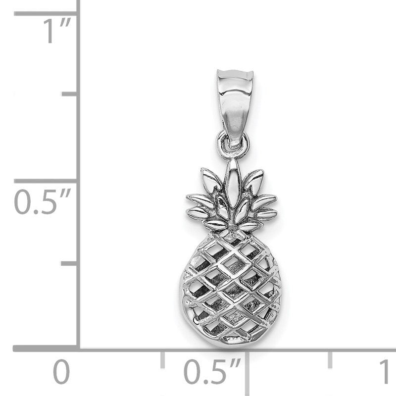 14K White Gold Polished 3-D Pineapple Pendant