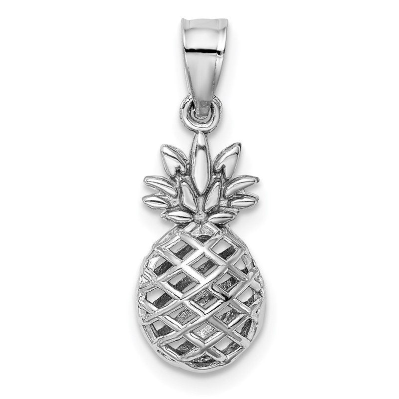 14K White Gold Polished 3-D Pineapple Pendant