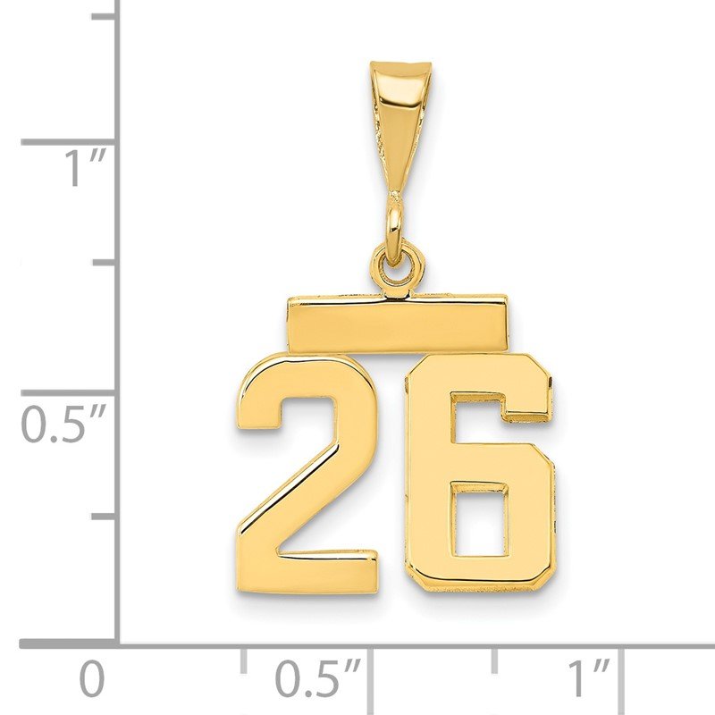 14k Small Polished Number 26 Charm