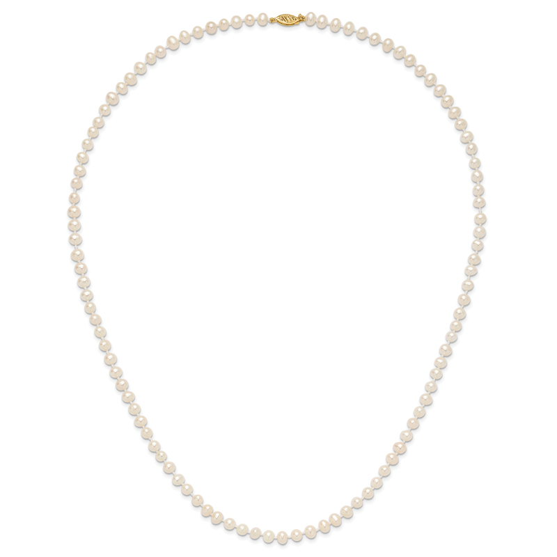 14k 5-6mm White Near-Round Freshwater Cultured Pearl 16 inch Necklace