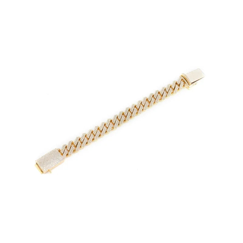 17mm Raised Baguette Cuban Link Bracelet 14K 17.25ctw