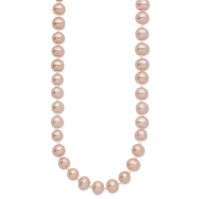 14k 7-8mm Pink Near-Round Freshwater Cultured Pearl 16 inch Necklace