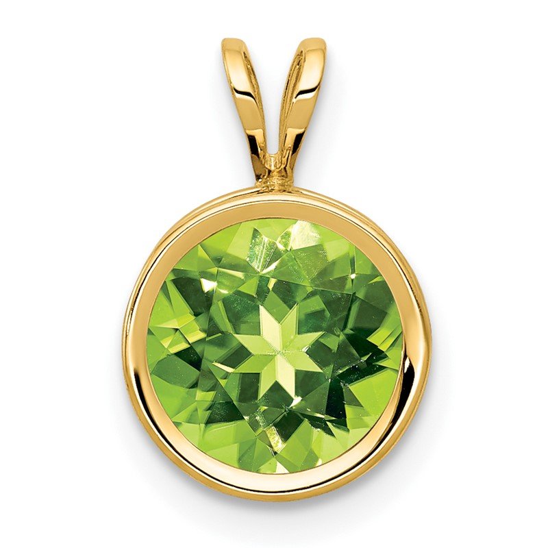 14k 8mm Round Peridot Bezel Pendant