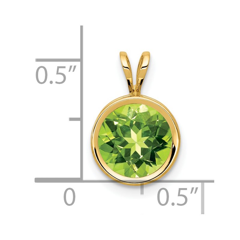 14k 8mm Round Peridot Bezel Pendant