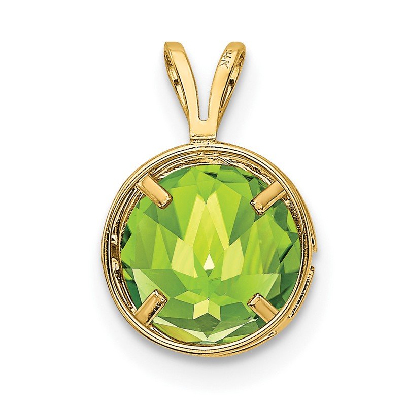 14k 8mm Round Peridot Bezel Pendant