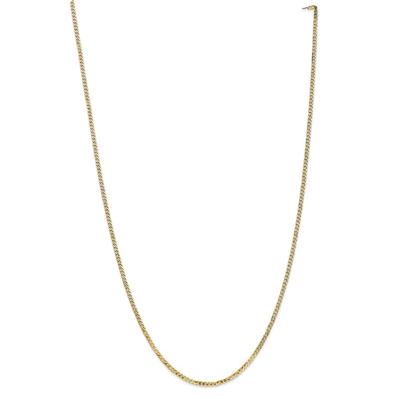 14K 10 inch 2.2mm Flat Beveled Curb with Lobster Clasp Anket