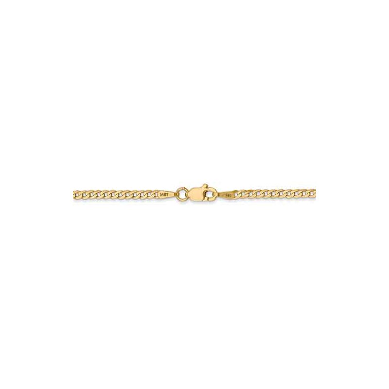 14K 10 inch 2.2mm Flat Beveled Curb with Lobster Clasp Anket