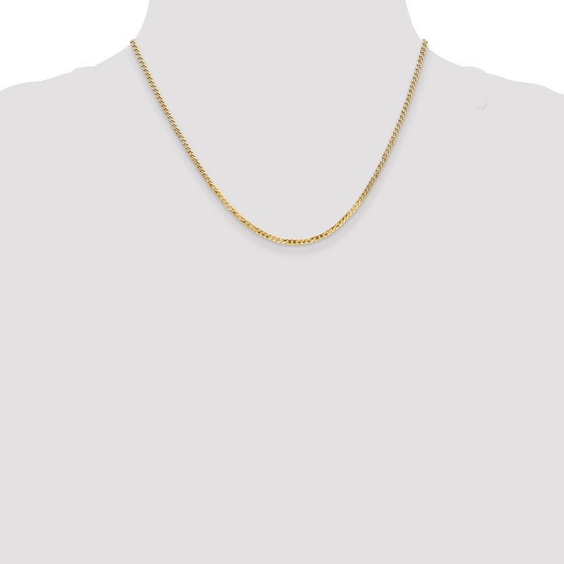 14K 10 inch 2.2mm Flat Beveled Curb with Lobster Clasp Anket