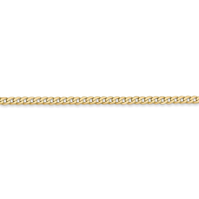 14K 10 inch 2.2mm Flat Beveled Curb with Lobster Clasp Anket