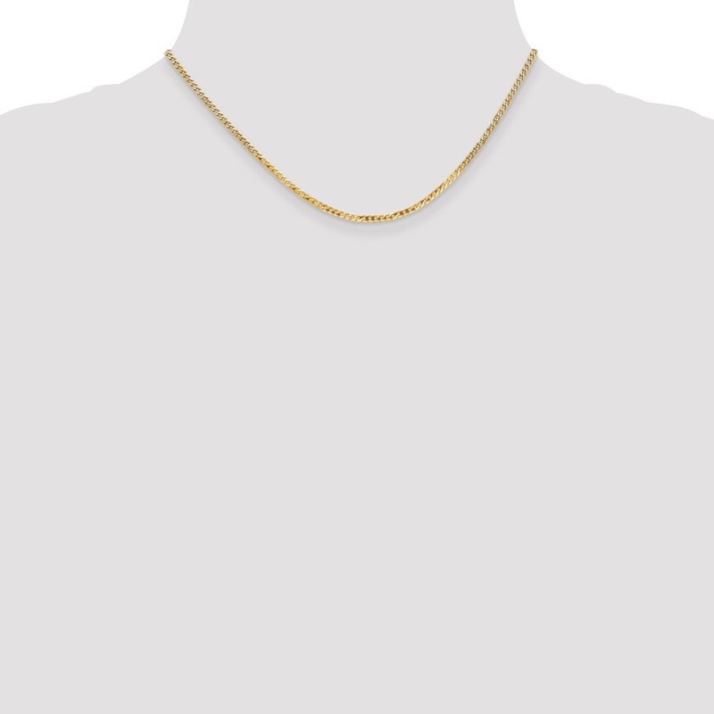 14K 10 inch 2.2mm Flat Beveled Curb with Lobster Clasp Anket