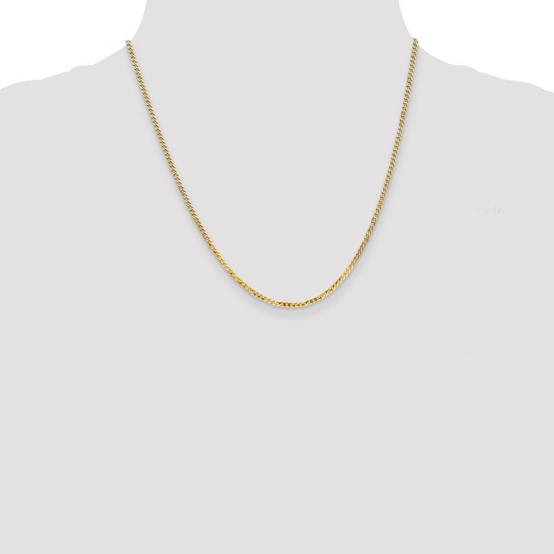 14K 10 inch 2.2mm Flat Beveled Curb with Lobster Clasp Anket
