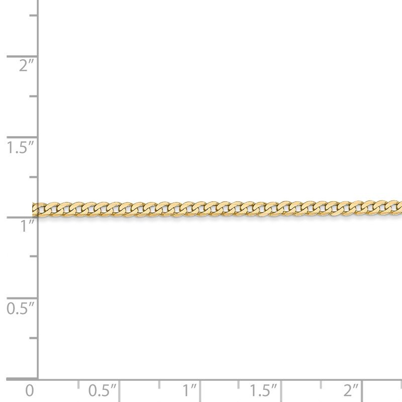 14K 10 inch 2.2mm Flat Beveled Curb with Lobster Clasp Anket