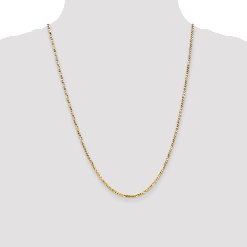 14K 10 inch 2.2mm Flat Beveled Curb with Lobster Clasp Anket