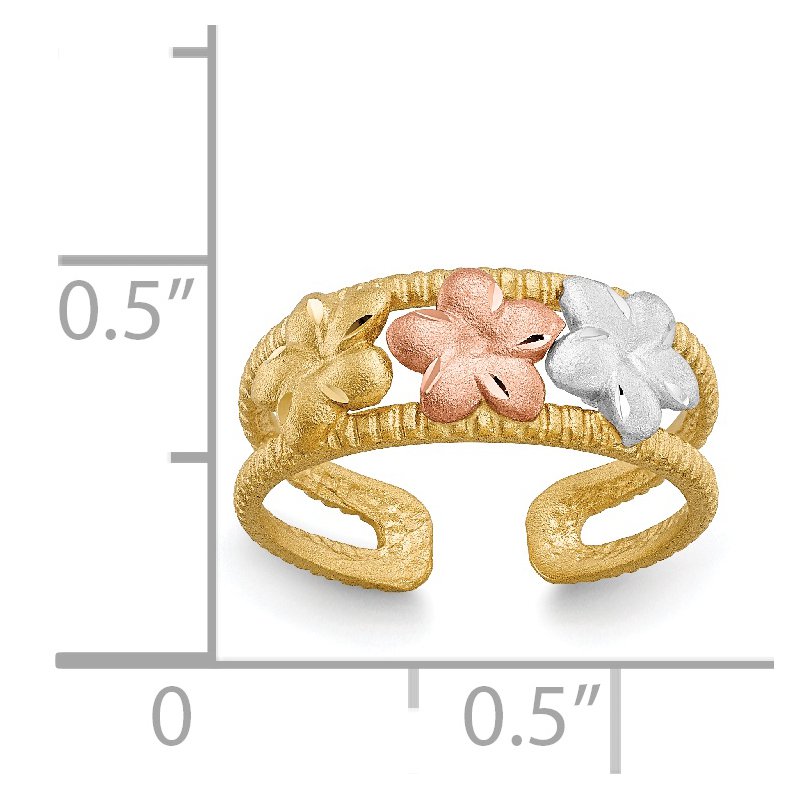 14k Two-tone & Rhodium Plumeria Toe Ring