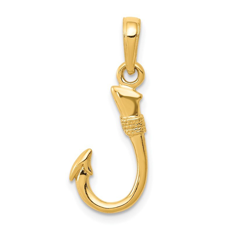 14K 3-D Fish Hook Pendant