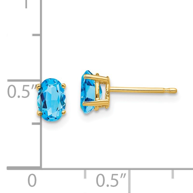 14k 6x4mm Oval Blue Topaz Post Earrings
