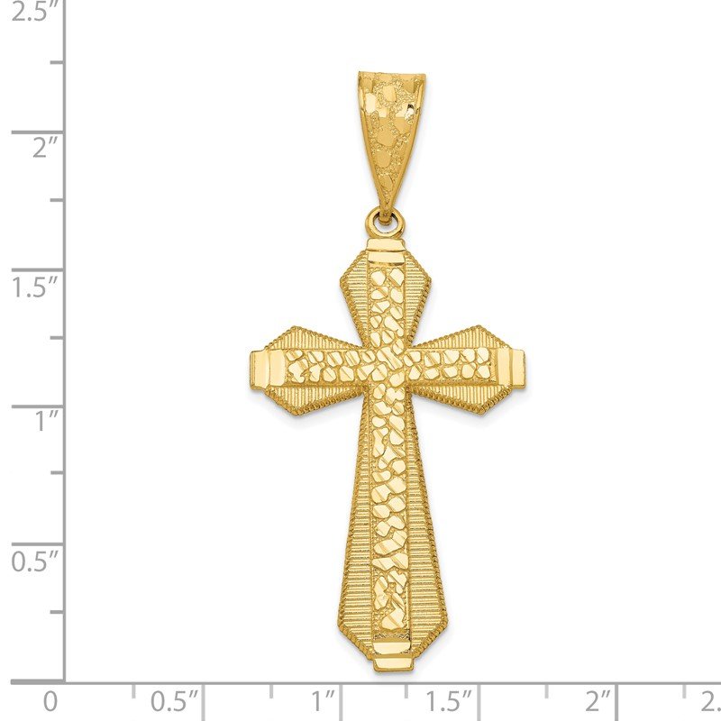 14k Diamond-cut Nugget Center Cross Pendant