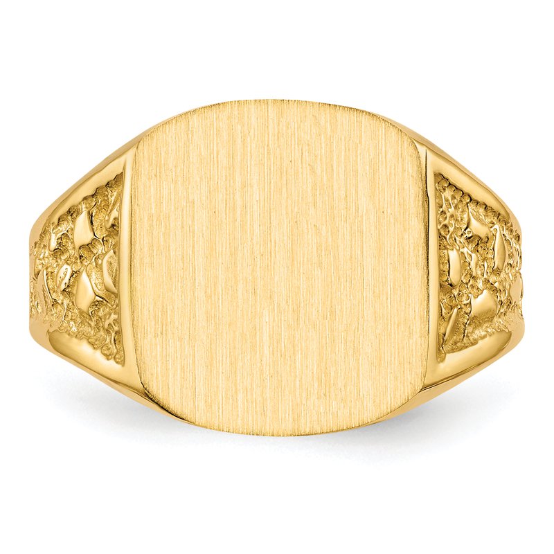 14k 14.0x12.5mm Closed Back Mens Signet Ring