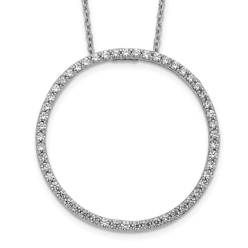 14k White Gold 1/4 carat Diamond Circle 18 inch Necklace