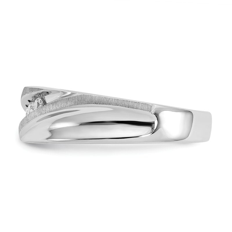 14K White Gold Men's 1/4 carat Lab Grown Diamond VS/SI  D E F  Brushed and Polished Band