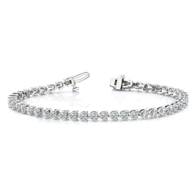 14k White Gold Complete 6.15 carat Round A Diamond 3-prong 7 inch Tennis Bracelet