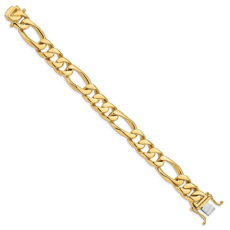 14K 20 inch 14mm Hand Polished Figaro Link with Box Catch Chain