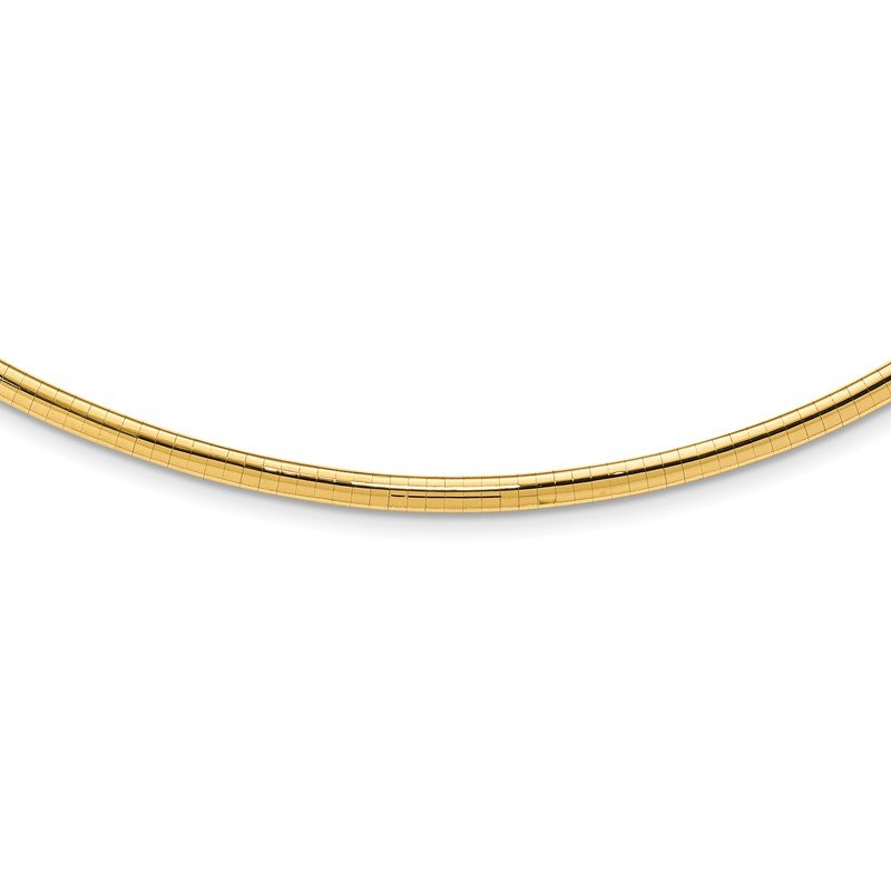 14k Polished 4mm Lightweight 16 inch Domed Omega Necklace