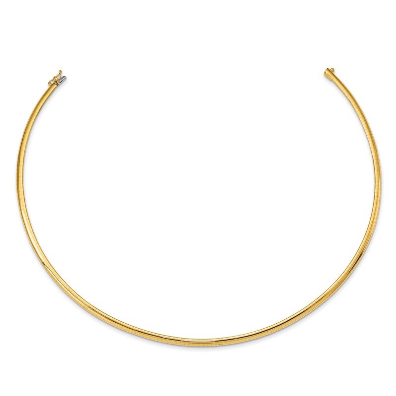 14k Polished 4mm Lightweight 16 inch Domed Omega Necklace