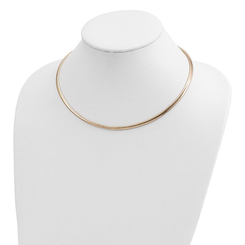 14k Polished 4mm Lightweight 16 inch Domed Omega Necklace