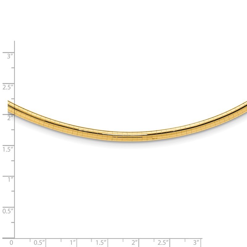 14k Polished 4mm Lightweight 16 inch Domed Omega Necklace