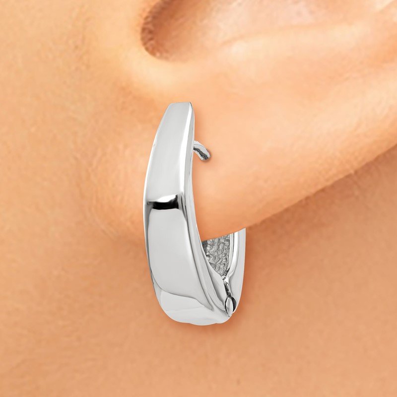 14k White Gold Hinged Hoop Earrings