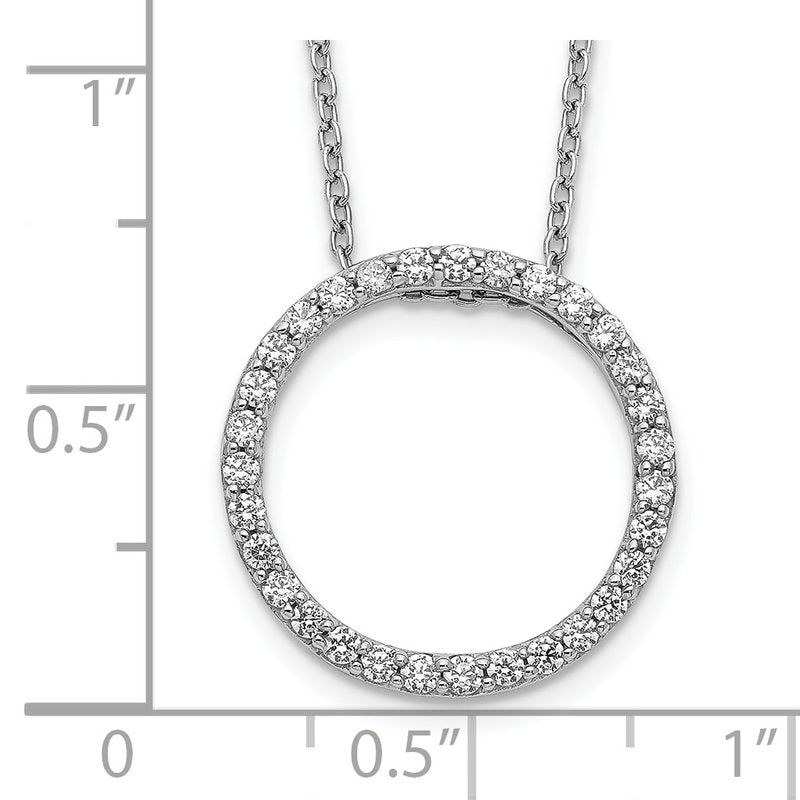 14k White Gold 1/4 carat Diamond Circle 18 inch Necklace